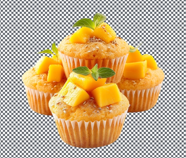 PSD muffin di mango e miglio dolci isolati su uno sfondo trasparente