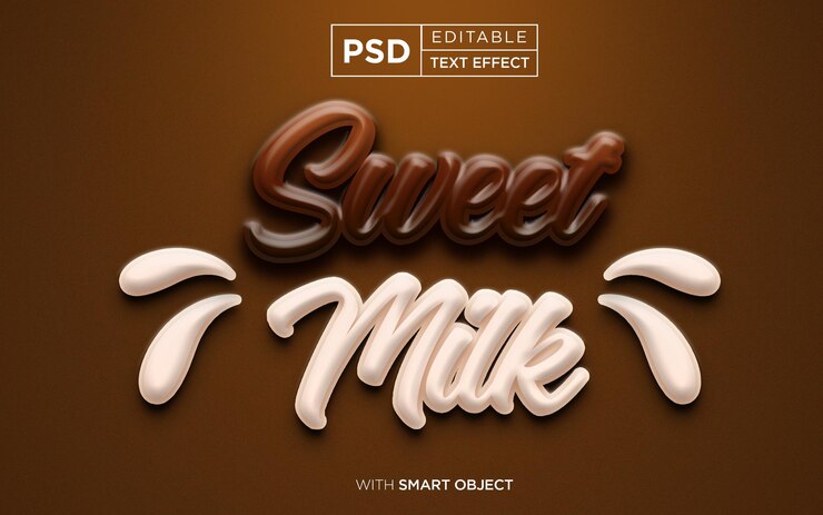 PSD sweetmilk編集可能なテキスト効果チョコレートテキスト効果