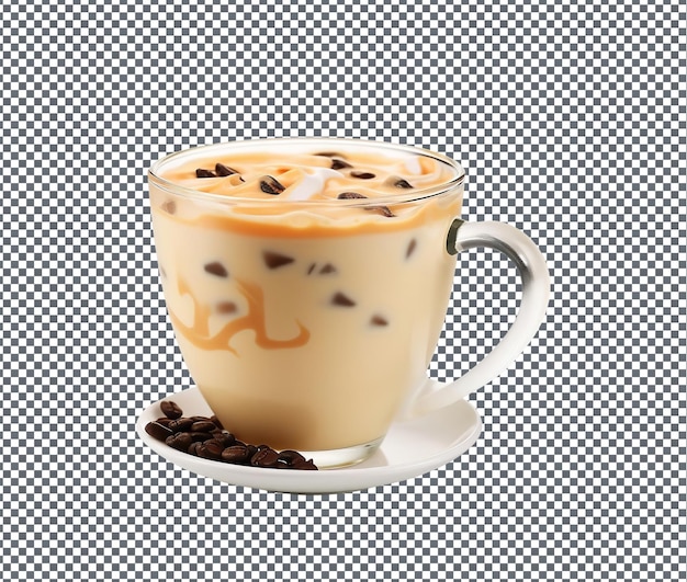 Sweet milk tea in cup isolated on transparent background