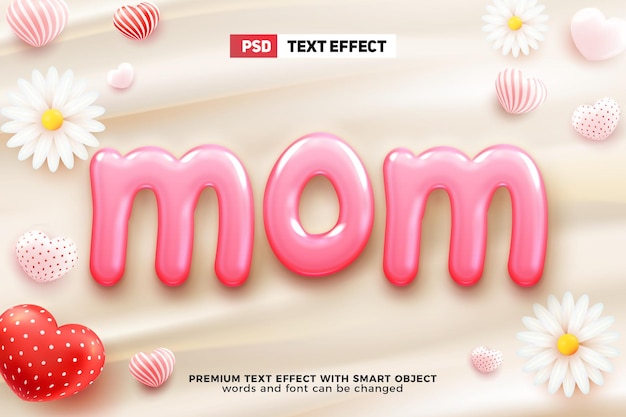 PSD sweet mom vloeibare roze 3d bewerkbare teksteffectstijl