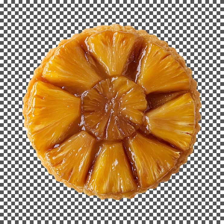 PSD sweet pineapple upside down cake isolated on transparent background