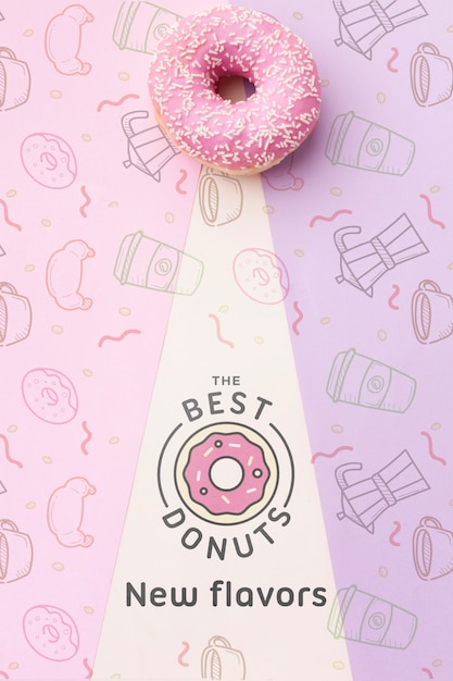 Sweet pink donut  with mock-up