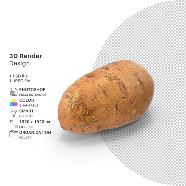 PSD sweet potato 3d reder