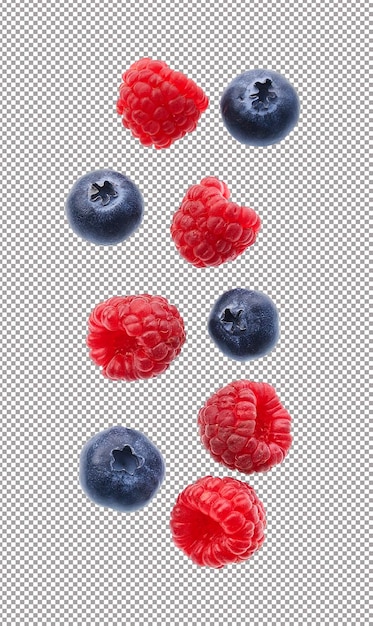 PSD sweet raspberries with blueberries