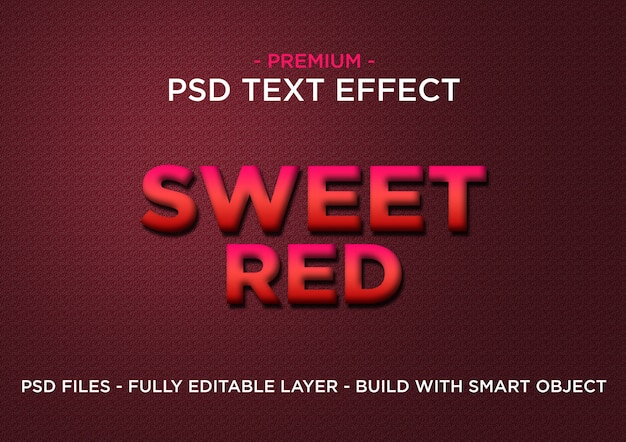 Sweet Red Premium Photoshop PSD Styl Efekt tekstowy