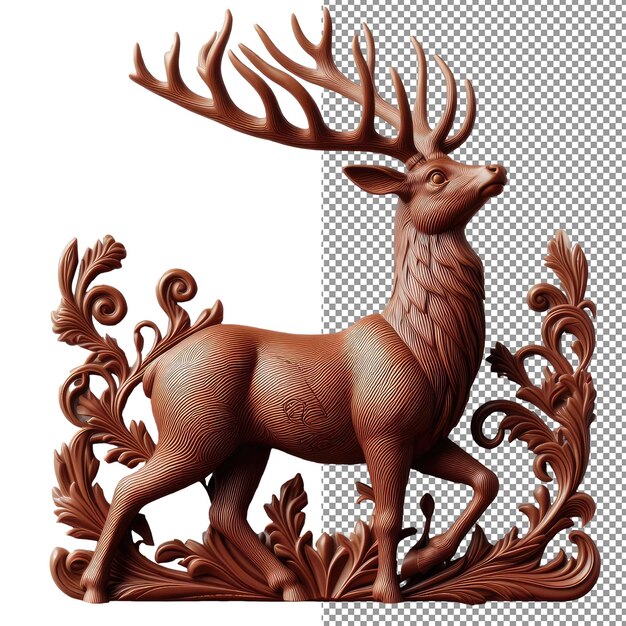 PSD sweet serenity isolated chocolate deer on transparent background