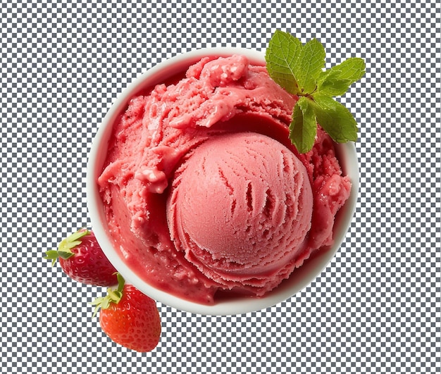 Sweet strawberry sorbet slush isolated on transparent background