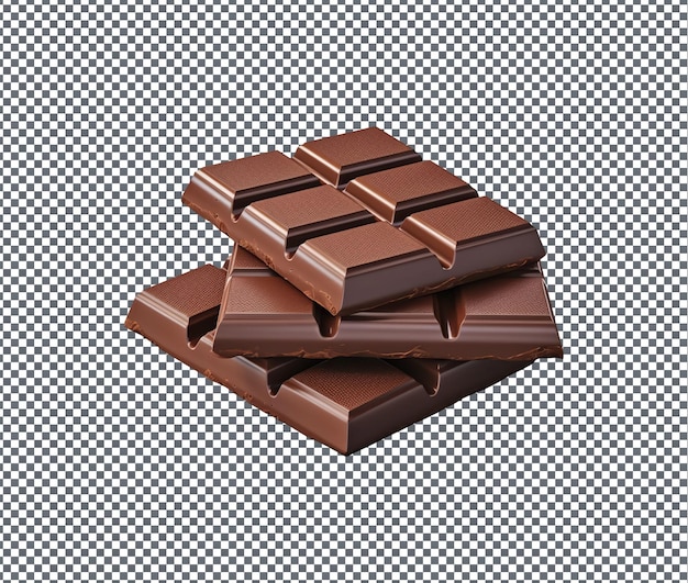 透明な背景に隔離された甘くて美味しいダークチョコレート