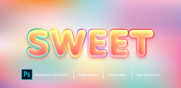 Sweet vibrant color text effect design