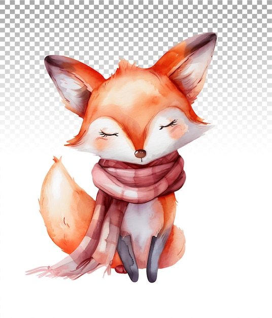 PSD sweet watercolor fox illustration