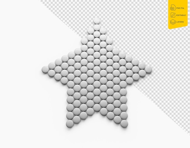 Caramelle bianche a forma di stella illustrazione 3d