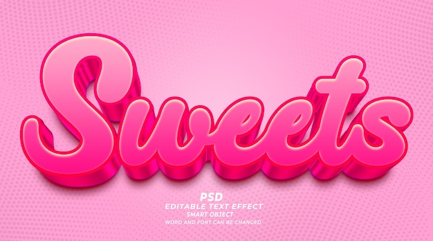 Sweets 3d editable text effect photoshop template with background