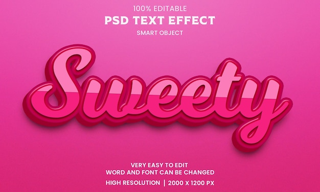 Sweety 3D bewerkbare teksteffect eenvoudige tekststijl