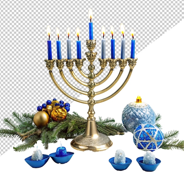 PSD Świąteczna hebrajska menorah ze świecami