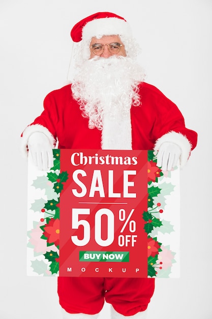 Świąteczna wyprzedaż makieta z santa