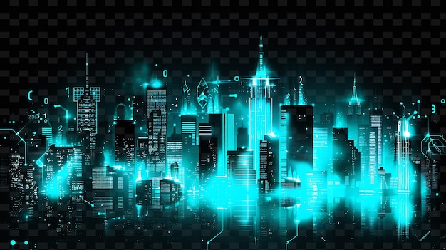 Światła Neon City Skyline Cityscape Texture Material Motion Y2k Texture Shape Background Decor Art