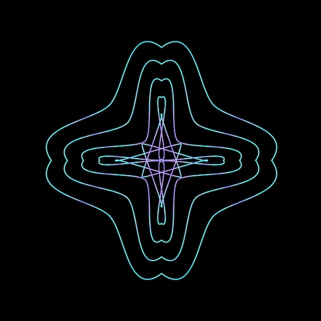 Światła neonowa geometryczna mandala na czarnym tle