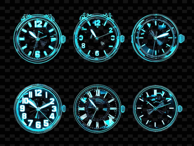 PSD Światłe zegary neonowe ticking glitched clock texture material y2k texture shape background decor art