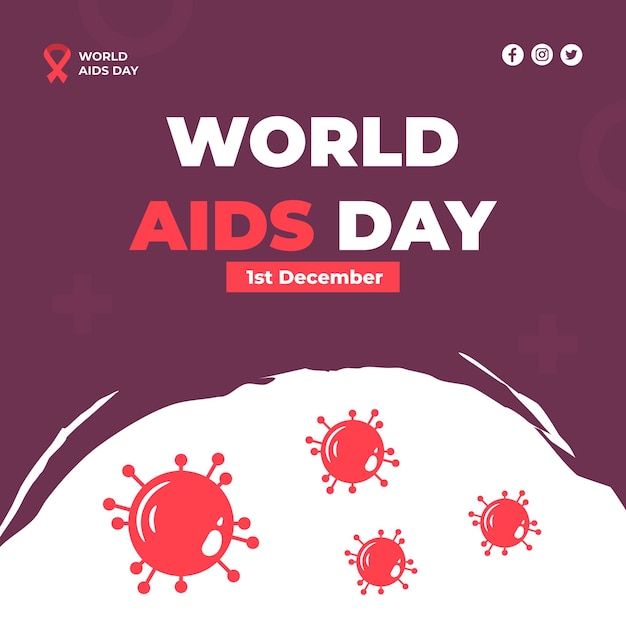 PSD Światowy dzień aids z ilustracją wirusa