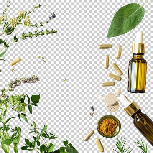 PSD Światowy dzień homeopatii i leczenie ziołami izolowanymi na przezroczystym tle