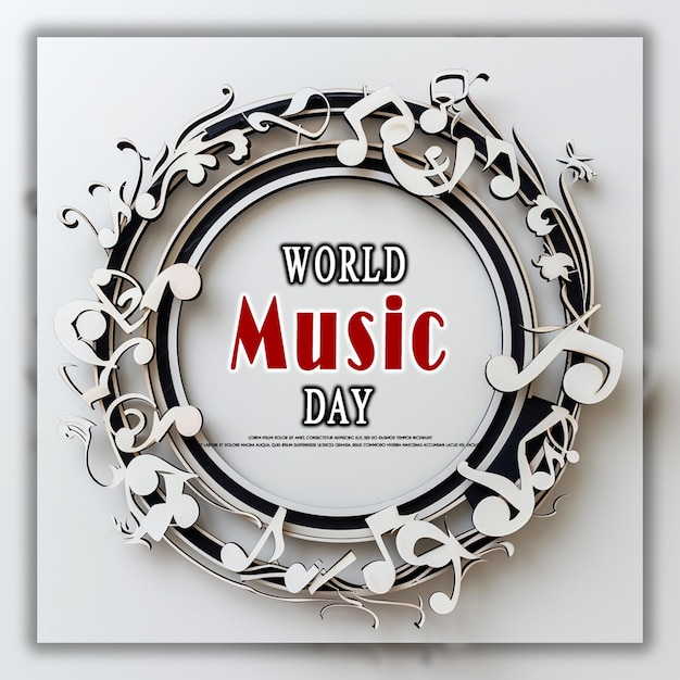 PSD Światowy dzień muzyki lub szablon projektowania baneru izolowany na przezroczystym tle
