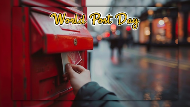 PSD Światowy dzień poczty i światowy dzień poczty skrzynka pocztowa i koperta do projektowania postów w mediach społecznościowych