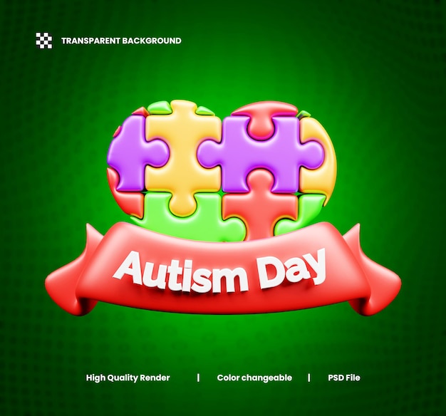 Światowy Dzień Świadomości Autyzmu - ilustracja 3D