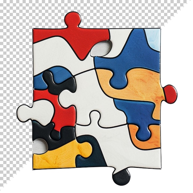 PSD Światowy dzień świadomości autyzmu z kawałkami układanki izolowanymi na przezroczystym tle
