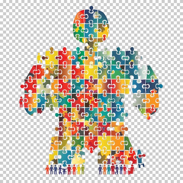 PSD Światowy dzień świadomości autyzmu z kawałkami układanki kampania świadomości opieki zdrowotnej izolowane tło