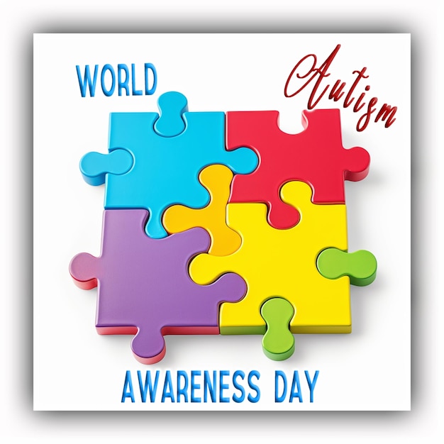 PSD Światowy dzień świadomości autyzmu z kawałkami układanki