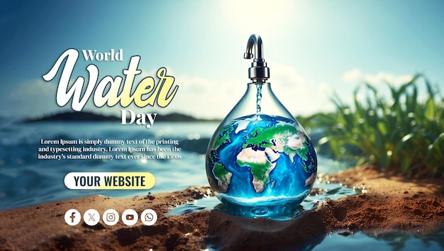 PSD Światowy dzień wody banner mediów społecznościowych