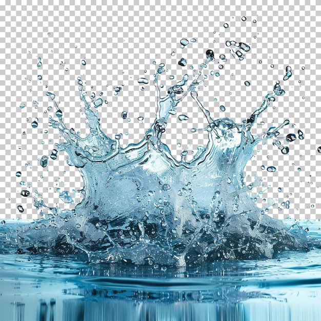 PSD Światowy dzień wody błękitna fala wody z pęcherzami mydlana woda rozpryskiwanie wody na przezroczystym tle