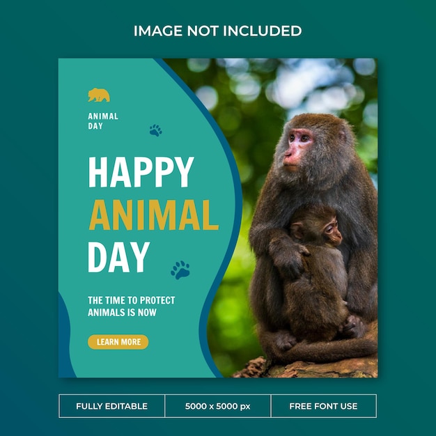 PSD Światowy dzień zwierząt na instagramie szablon postu w mediach społecznościowych
