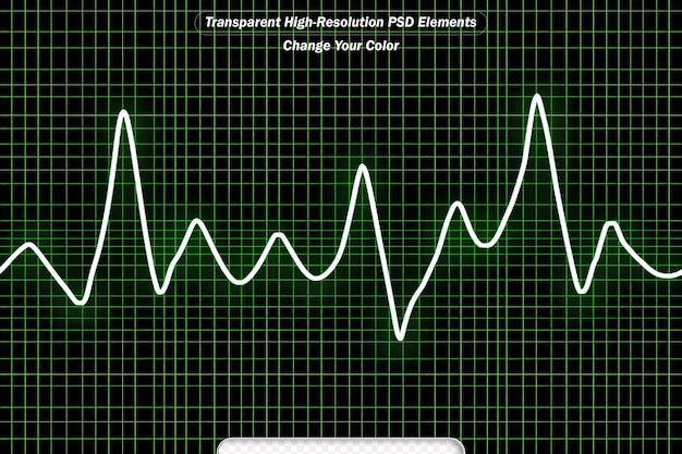 PSD Świetnie świecąca zielona neonowa ikona tętna serca piękny zdrowy kardiogram