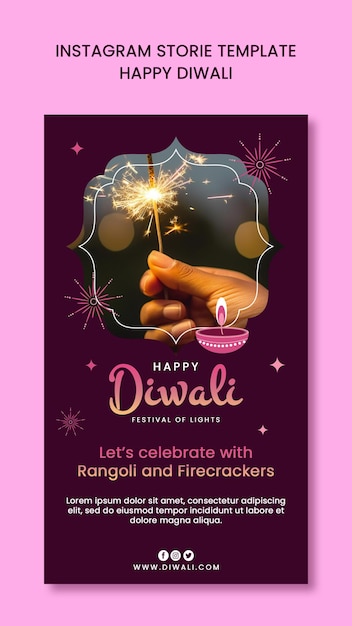 Święto Diwali na instagramie i innych szablonach historii w mediach społecznościowych