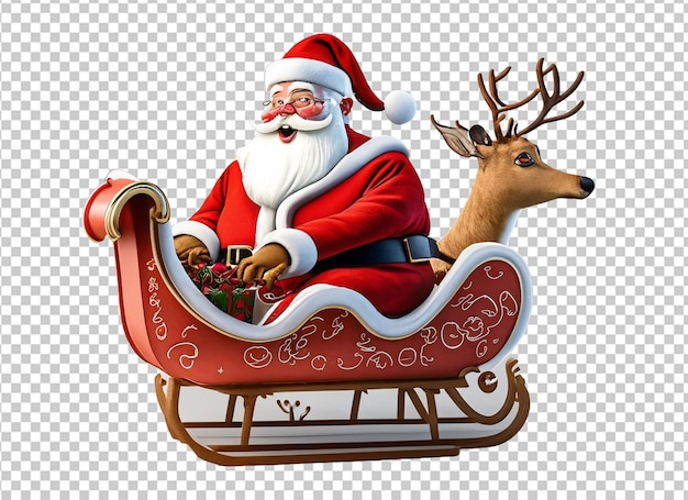 Święty Mikołaj Na Wózku Z Jeleniami