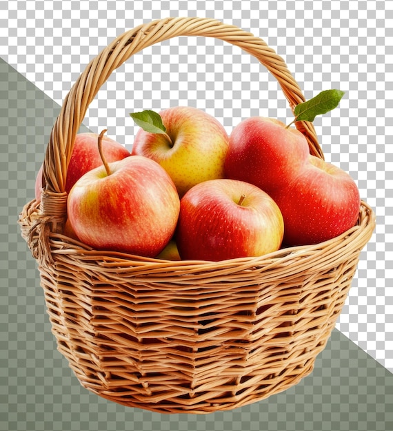 Świeże czerwone jabłka w tkanym koszu na stole wycięte z zapasów png