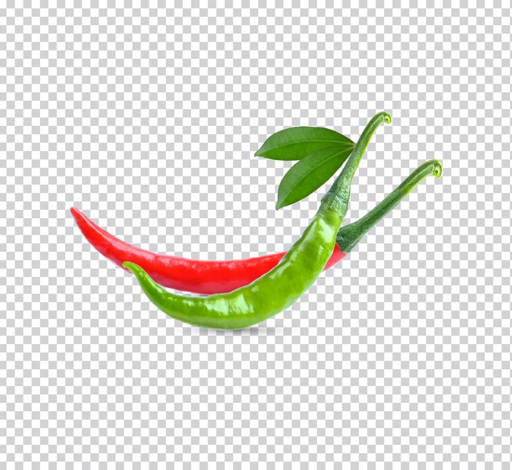 Świeże czerwone zielone chili z lesves izolowane renderowania