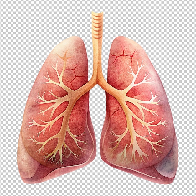 PSD Świeże ludzkie płuca na przezroczystym tle