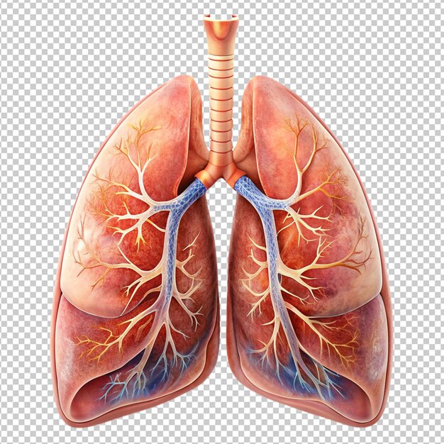 PSD Świeże ludzkie płuca na przezroczystym tle