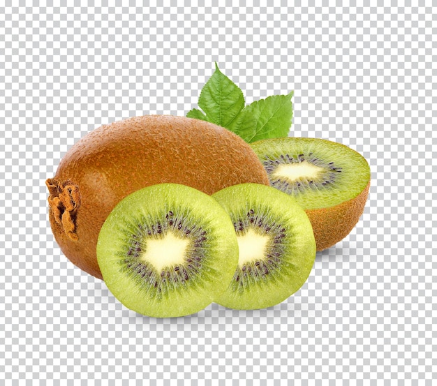 Świeże owoce Kiwi Izolowane Liście Premium PSD