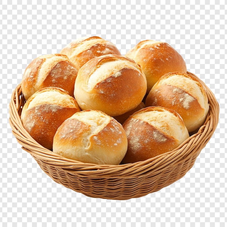 PSD świeże pieczone chlebki w koszyku