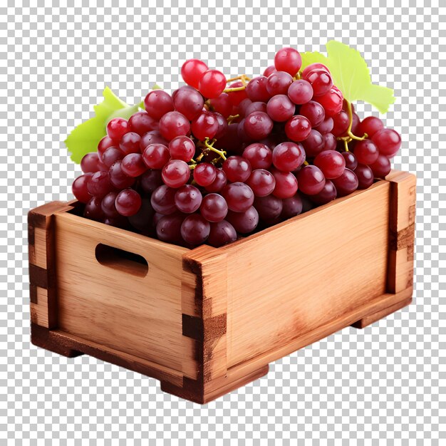 PSD Świeże winogrona w drewnianym png izolowanym na przezroczystej podstawie