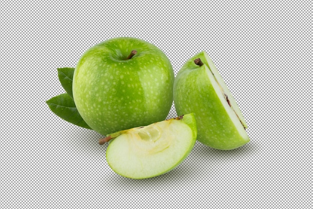 Świeże Zielone Jabłko Na Białym Tle Na Tle Alfa.