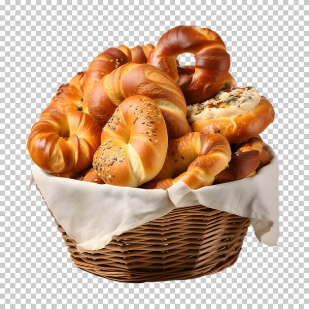 Świeży Chleb W Koszu Izolowany Na Przezroczystym Tle