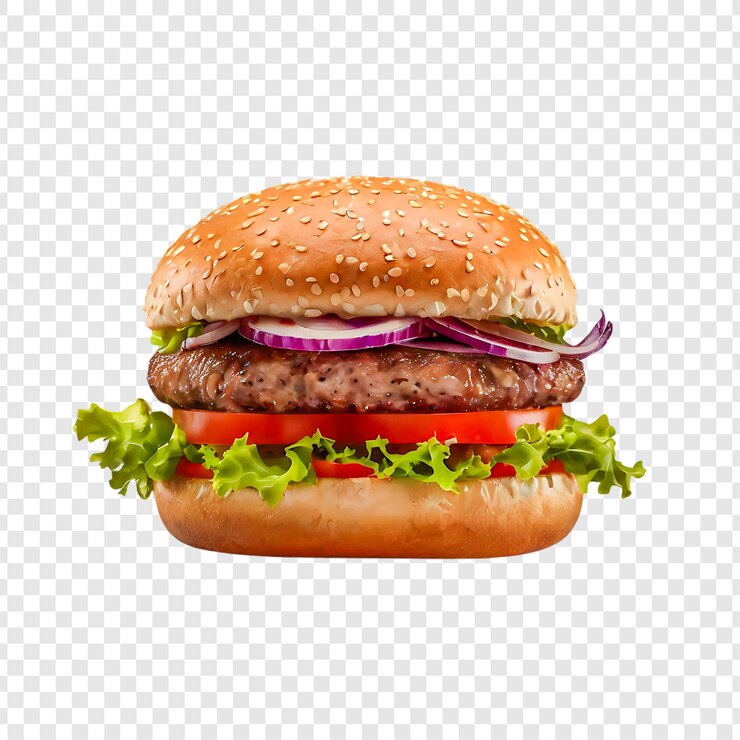 Świeży hamburger z wołowiny izolowany na przezroczystym tle 5