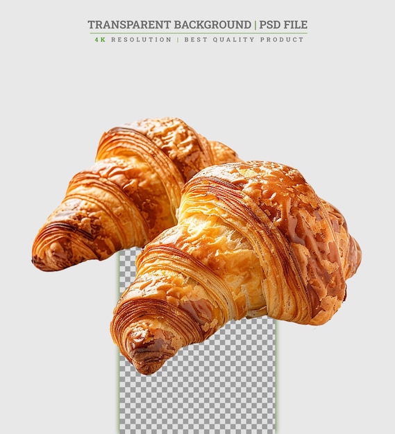 PSD Świeży i smaczny croissant na białym tle