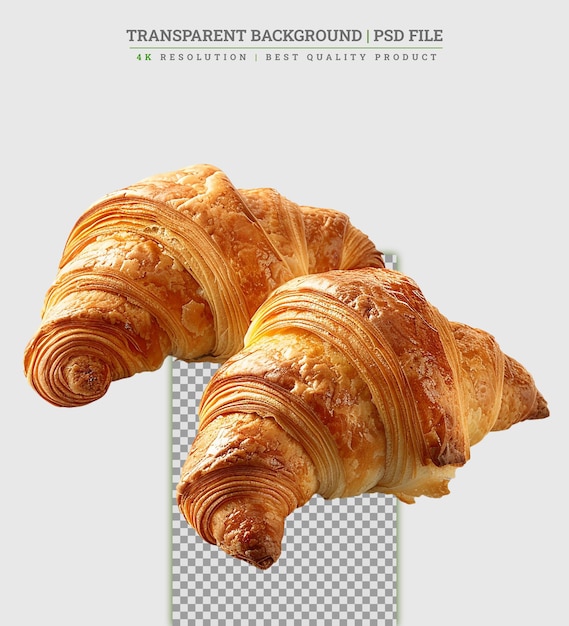 PSD Świeży i smaczny croissant na białym tle