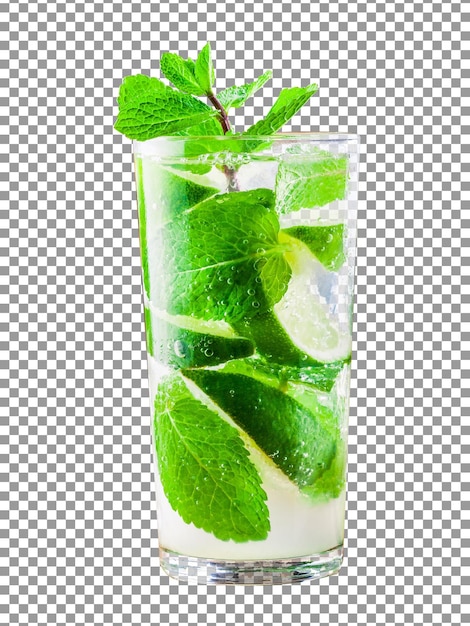 Świeży Koktajl Mojito Z Plasterkiem Limonki I Kostkami Lodu Na Przezroczystym Tle