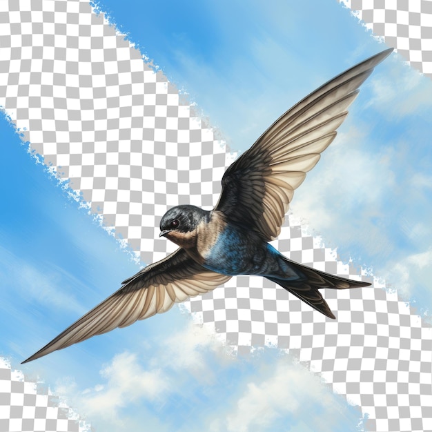 PSD swift bird from eurasia against blue sky